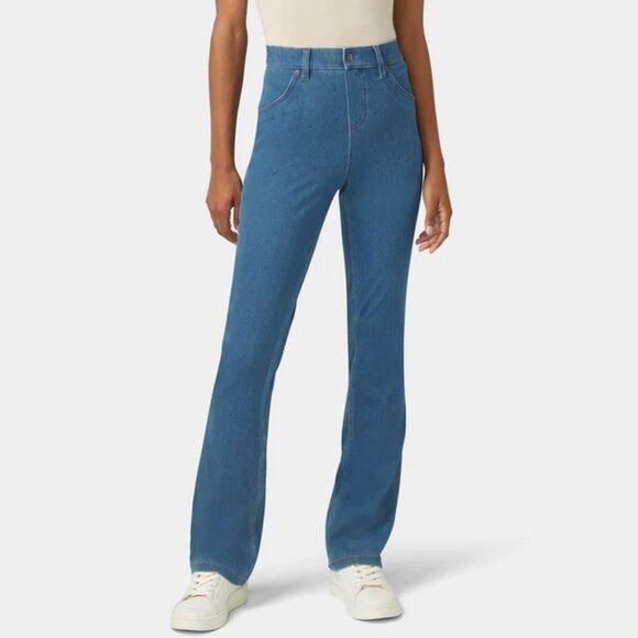 Like new! HUE Ultra Soft Baby Bootcut Denim Leggings in Medium Wash Size S - Picture 1 of 16